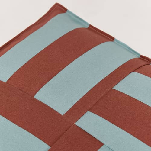 Pouf d\'extérieur Otto - NOBODINOZ - Toffee & bleu - Polystyrène expansé, Tissu acrylique