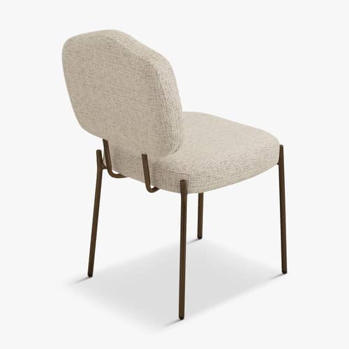 Sedia imbottita Mogan tessuto beige - NV GALLERY - Beige cappuccino / Metallo cioccolato - Ferro, Schiuma ad alta densità, Tessuto
