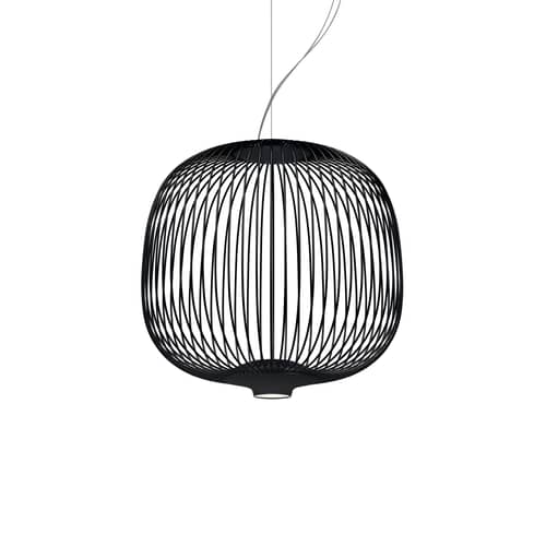 Pendelleuchte Spokes 2 piccola My Light metall schwarz / LED - Bluetooth / Ø 34 x H 35 cm - Foscarini - Schwarz - gefirnister Stahl, klarlackbeschichtetes Aluminium