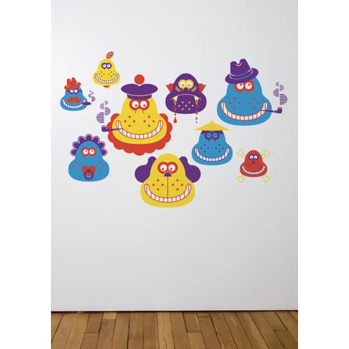 Sticker Monsieur Poire plastique papier bleu jaune orange violet - Domestic - Bleu - Vinyle