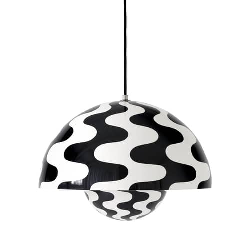 Suspension Flowerpot VP7 métal blanc noir / Ø 37 cm - By Verner Panton, 1968 / Seconde vie - &tradition - Noir & blanc - Acier laqué