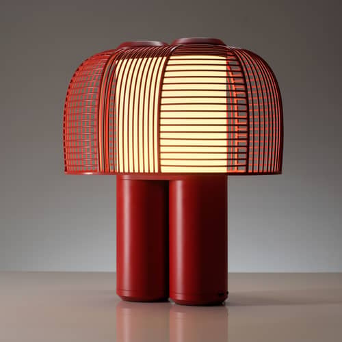 Yasuke Table lamp metal red / W 39.5 x H 43 cm - DCW éditions - Red / Red Lampshade - Aluminium, PMMA, Steel
