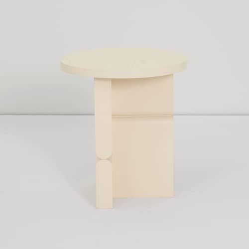 Table d\'appoint Coloured Wood Noon bois blanc / Ø 38 x H 42,5 cm - NOBODINOZ - Blanc - Frêne