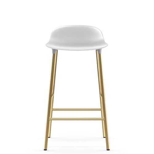 Tabouret de bar Form plastique blanc / H 65 cm - Pied laiton - Normann Copenhagen - Blanc / Laiton - Acier plaqué laiton, Polypropylène