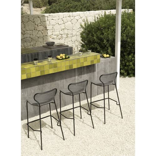 Tabouret haut empilable Apero métal noir / H 75 cm - Emu - Noir - Acier verni