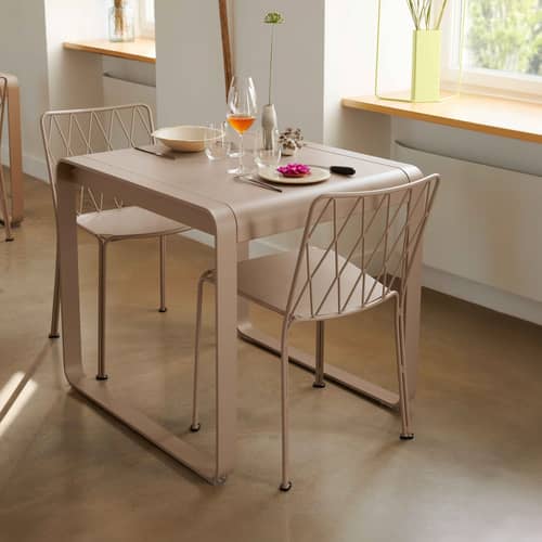 Tavolo rettangolare Bellevie metallo arancione / 74 x 80 cm - Fermob - Arancione candito - Alluminio