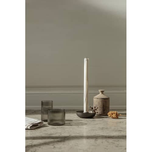 Verre Ripple Low / Set de 4 - Ø 7.6 x H 6.1 cm (20 cl) - Ferm Living - Gris fumé - Verre soufflé bouche