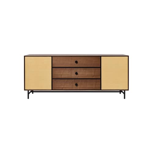 Anrichte Essence holz natur / B 180 x H 75 cm - Rattan - SARAH LAVOINE - Nussbaum & Rattan - Nussbaumfurnier, Rattan, Stahl