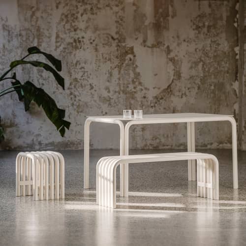 Bank Nokk metall beige / L 114 cm - NOO.MA - Beige Wüste - Stahl