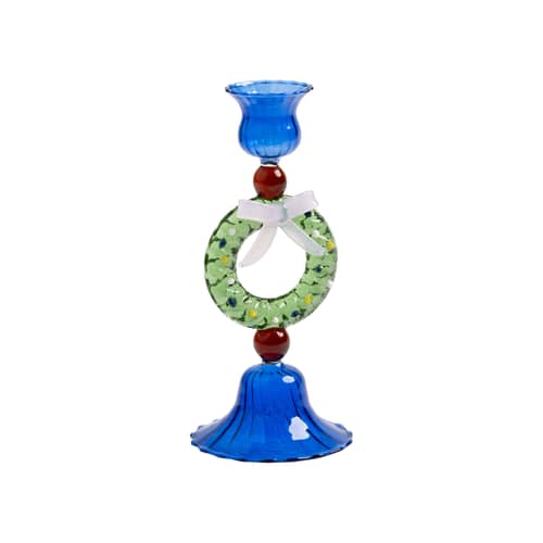 Hewory Set De 3 Bougeoirs En Verre Multicolore Pour Bougies Bâton - Design Vintage Et Moderne Bleu Rose Déco Salon