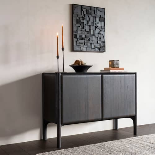 Buffet PI bois marron / L 119 x H 83 cm - Ethnicraft - Teck brun foncé - Teck massif teinté