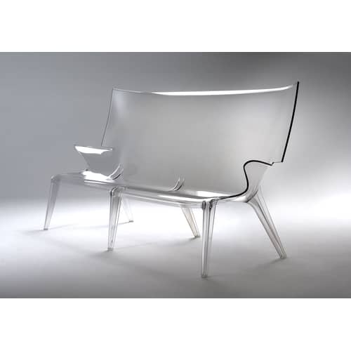Canapé de jardin 3 places Uncle Jack plastique transparent / L 190 cm - Philippe Starck, 2014 - Kartell - Cristal - Polycarbonate