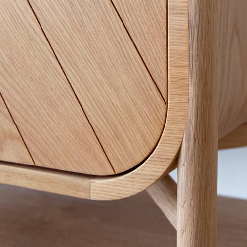 Cassettiera Marius / L 100 x  H 90 cm - Hartô - Rovere naturale / Maniglie in ottone - MDF rivestito in rovere, Metallo, Rovere massello