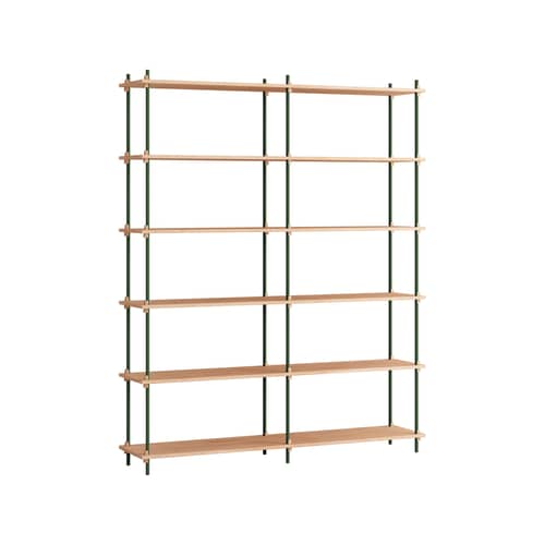 Étagère Shelving System – s.200.2.B bois naturel / L 162 x H 200 x Prof. 35 cm - MOEBE - Chêne naturel / Vert - Acier, MDF placage chêne