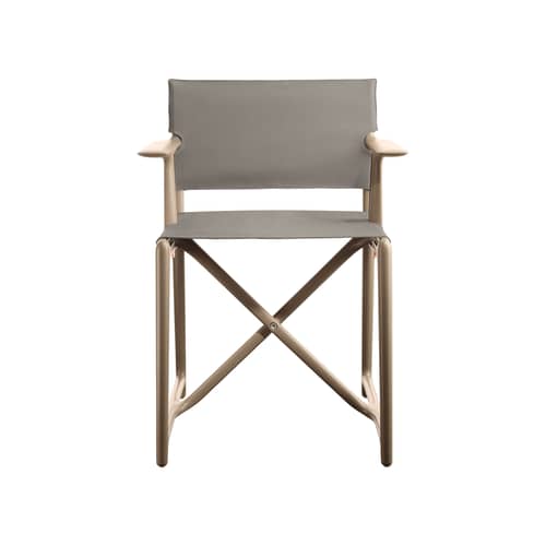 Fauteuil pliant Stanley tissu gris / Philippe Starck, 2017 - Magis - Tissu beige-gris (Crevin Dolce 75) / Structure beige - Polypropylène chargé de fibre de verre, Tissu outdoor