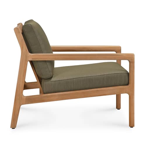 Gepolsterter Sessel Jack Outdoor textil holz grün / Teakholz - Ethnicraft - Grün - Massives Teakholz, Polypropylen-Stoff, Schaumstoff