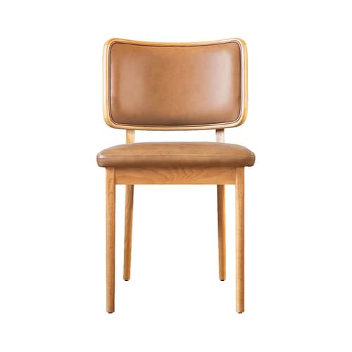 Gepolsterter Stuhl Tapissier leder braun - RED Edition - Leder Tabac / Eiche natur - Leder, massive Eiche, Schaumstoff