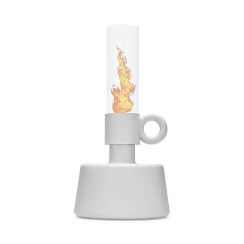 Lampe à huile d\'extérieur Flamtastique / Ø 58 x H 115 cm - Fatboy - Blanc os - Métal, Polyéthylène recyclé, Verre