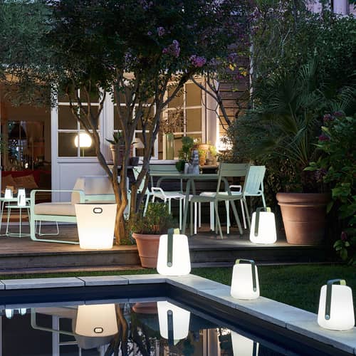 Lampe extérieur sans fil rechargeable Balad Small LED métal gris / H 25 cm - USB - Fermob - Gris argile - Aluminium, Polyéthylène