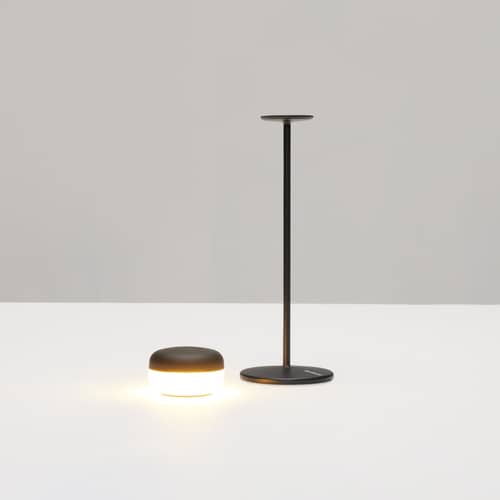 Lampe extérieur sans fil rechargeable Cheerio LED noir / Ø 8 x H 26 cm - Fatboy - Noir - ABS, Acier inoxydable, Silicone