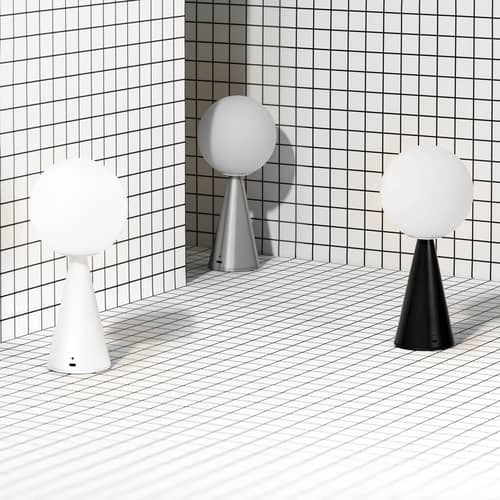 Lampe sans fil rechargeable Bilia Mini LED / H 26 cm - Gio Ponti, 1932 - Fontana Arte - Noir - Métal, Verre soufflé