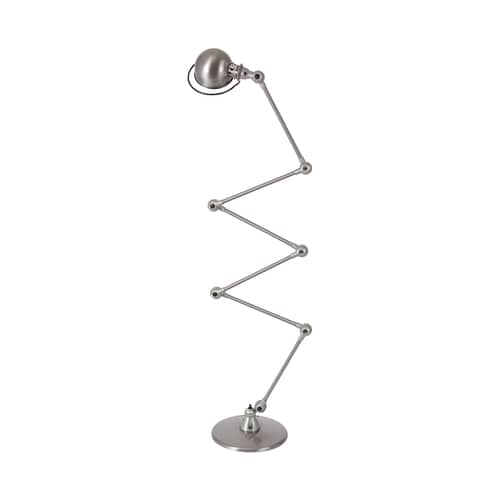 Lampadaire Loft Zigzag métal / H 240 cm - Orientable - Jieldé - Inox brossé - Acier inoxydable brossé