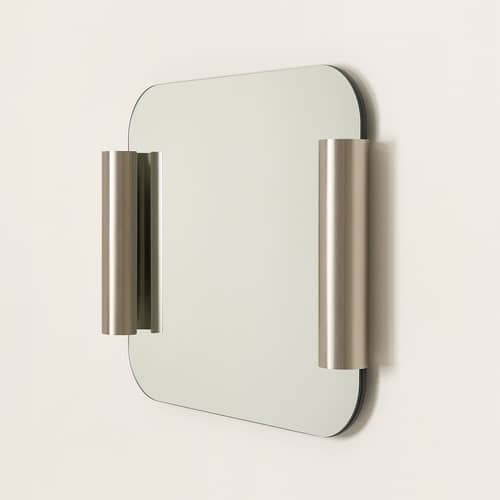 Miroir mural Roll métal / 60 x 65 cm - NOBODINOZ - Acier brossé - Acier inoxydable brossé, Verre