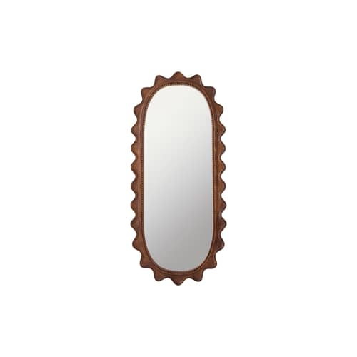 Miroir mural Wooden Ripple bois marron / 61 x 135 cm - HK LIVING - Bois - Bois de manguier, Verre