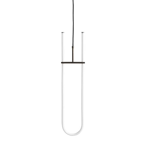Curve LED Pendant plastic material white / W 16 x H 70 cm - 101 COPENHAGEN - White / Bronze - Acrylic, Bronze-plated metal