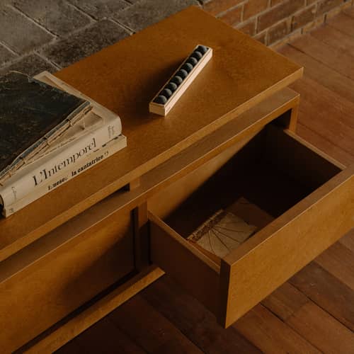 Console bassa Ratio legno naturale / Mobile TV - En&ls 140 x H 40 cm - Frama  - Betulla marrone caldo - Betulla massiccia, Compensato di betulla, MDF
