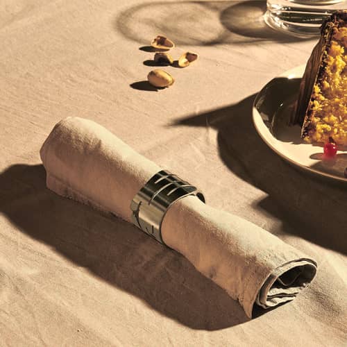 Serviettenring Bark Ring silber metall / 2er-Set - Stahl - Alessi - Stahl - rostfreier Stahl