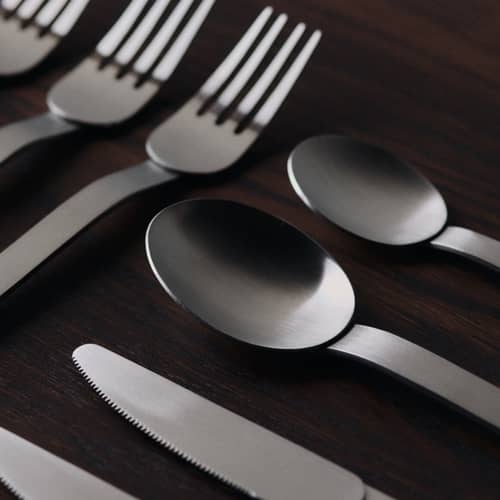 Set de couverts Stelo métal / 4 pièces - Ferm Living - Acier brossé - Acier inoxydable brossé