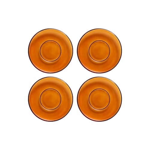 Set de 4 soucoupes pour tasse à café 70s glassware - HK LIVING - Ambre - Verre
