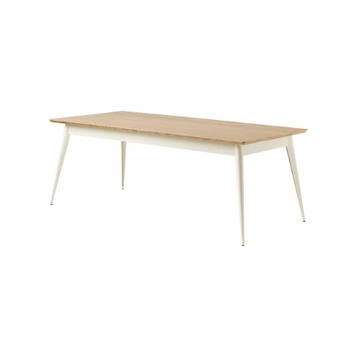 Table rectangulaire 55 chêne bois naturel / 200 x 95  cm - Réédition 1955 / 10 personnes - Tolix - Chêne / Blanc perle (Oyster white) - Acier, Chêne massif