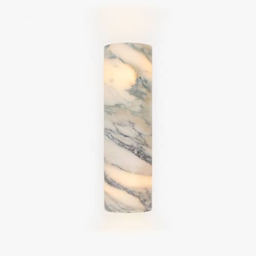 Sira Wall light stone white / H 24 cm - Marble - NV GALLERY - White with grey veins - Iron, Marble