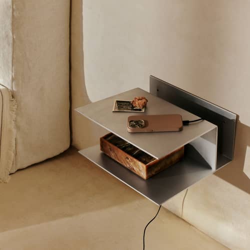 Wandmontierter Nachttisch Lager metall schwarz / B 35 x T 30 x H 15,5 cm - Ferm Living - Schwarz - Pulverbeschichtetes Eisen