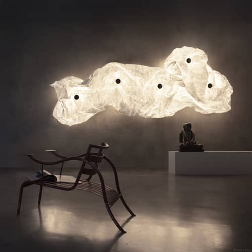 Applique Maap 3 / 320 x 155 cm - Mur lumineux modelable en Tyvek - Flos - 320 x 155 cm - Acier, Tyvek