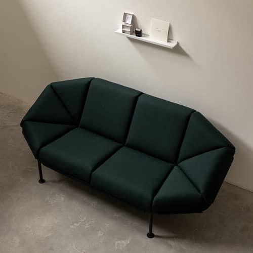 Canapé droit Atlas / L 203 cm - KANN DESIGN - Vert - Acier thermolaqué, Mousse HR, Tissu Kvadrat
