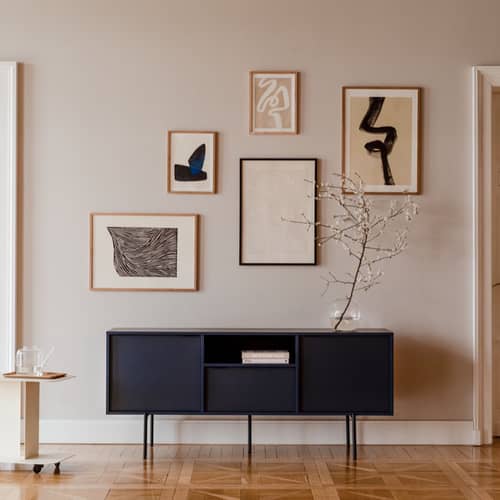 Buffet Bau bois bleu / L 180 x H 79 cm - NOO.MA - Bleu nocturne - Acier, Aluminium, Mélamine