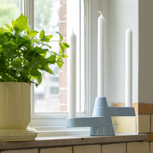Candeliere Brute ceramica blu / H 12 cm - 3 candele - & klevering - Blu - Ceramica smaltata