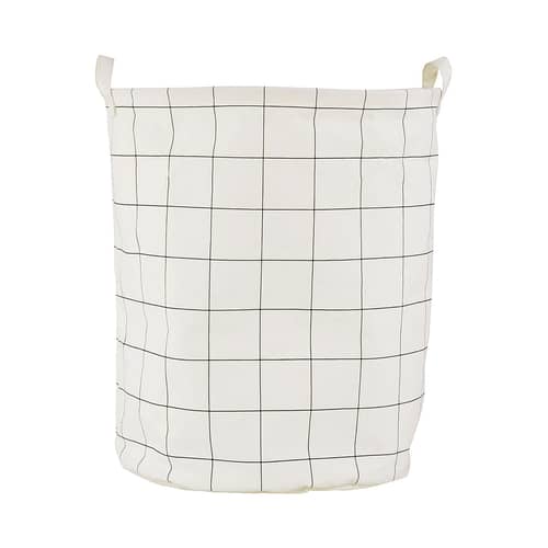 cesto della biancheria sporca Squares tessuto bianco nero / Ø 40 x H 50 cm - House Doctor - Piastrelle - Cotone rivestito