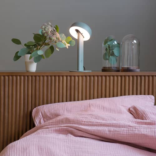 Lampe de table NOD LED métal vert gris / H 25 cm / Seconde vie - TIPTOE - Gris Eucalyptus - Acier, Aluminium