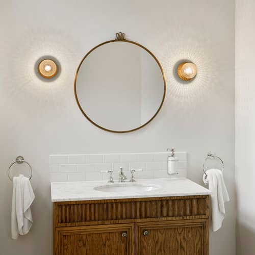 Applique bagno Liila 1 Small vetro marrone / Plafoniera - Ø 12 cm / Vetro sfaccettato - NUURA - Bronzo scuro / Trasparente - Alluminio, Vetro soffiato a bocca