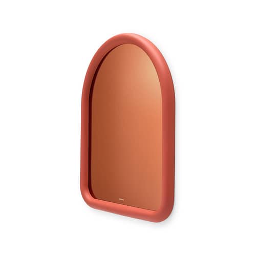 Miroir mural Mirage orange Dome / Verre coloré - L 60 x H 73,5 cm - Fatboy - Argile rustique - Polyuréthane, Verre coloré