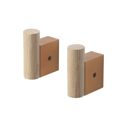 Patère Attach     / Lot de 2 - Muuto - Caramel - Aluminium, Chêne