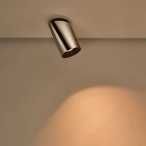 Plafonnier Tobo C 85 Diagonale / Forme oblique - Ø 8,5 x H 14,6 cm - DCW éditions - Nickel - Acier