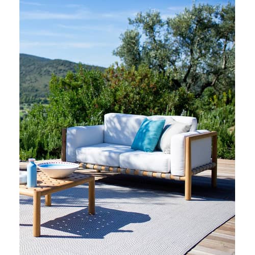 Set coussins  tissu bois blanc / Pour canapé 2 places Pevero - Unopiu - Coussins / Blanc écru - Tissu acrylique