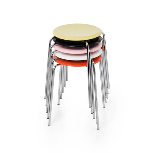 Fritz Hansen Dot Stackable stool - walnut chromed | Made In Design UK