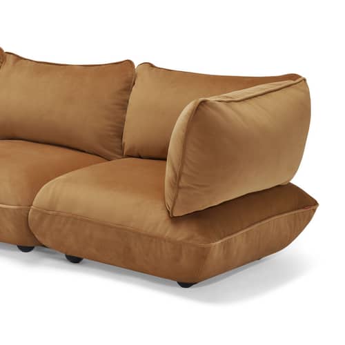 Sofa Sumo Grand textil braun / 4-Sitzer - B 301 cm / Recycelter Velours - Fatboy - Mandel (recycelter Samt) - ABS, Polypropylen, Recycelter Samt, Recycelter Schaumstoff, Stahl