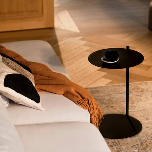 Table d\'appoint Ande métal noir / Ø 40 x H 55 cm - NOO.MA - Noir volcan - Acier recyclé